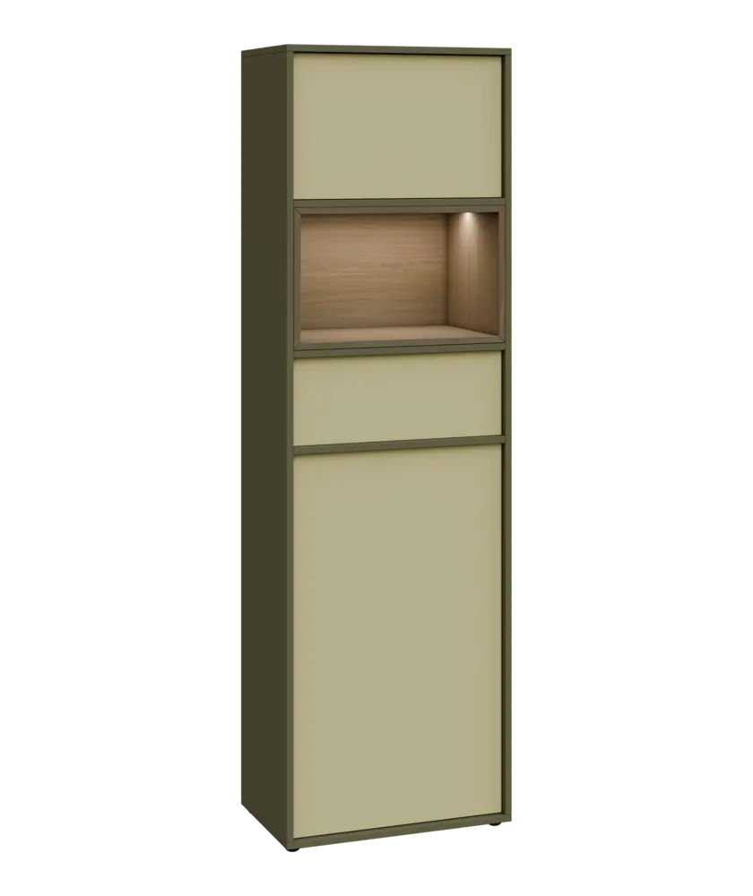 ERY V641 P kancelářská skříň, 1-dveřová/zásuvka/nika/výklop, 2000x600x400, pravá, zelená